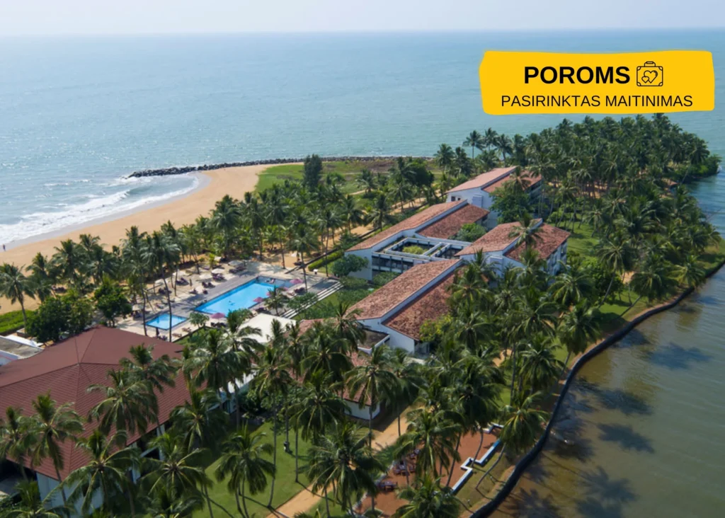 Avani Kalutara Resort viešbutis tarp vandenyno ir Kalu Gangos upės Šri Lankoje