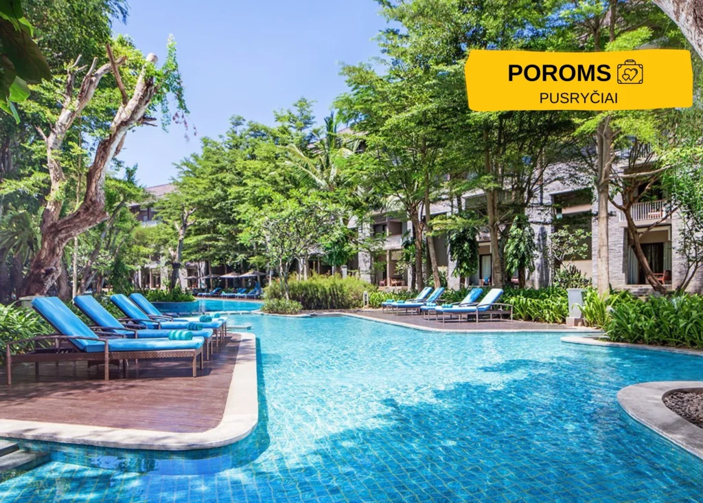 Courtyard By Marriott Nusa Dua viešbučio baseinas gamtos apsuptyje Balio saloje